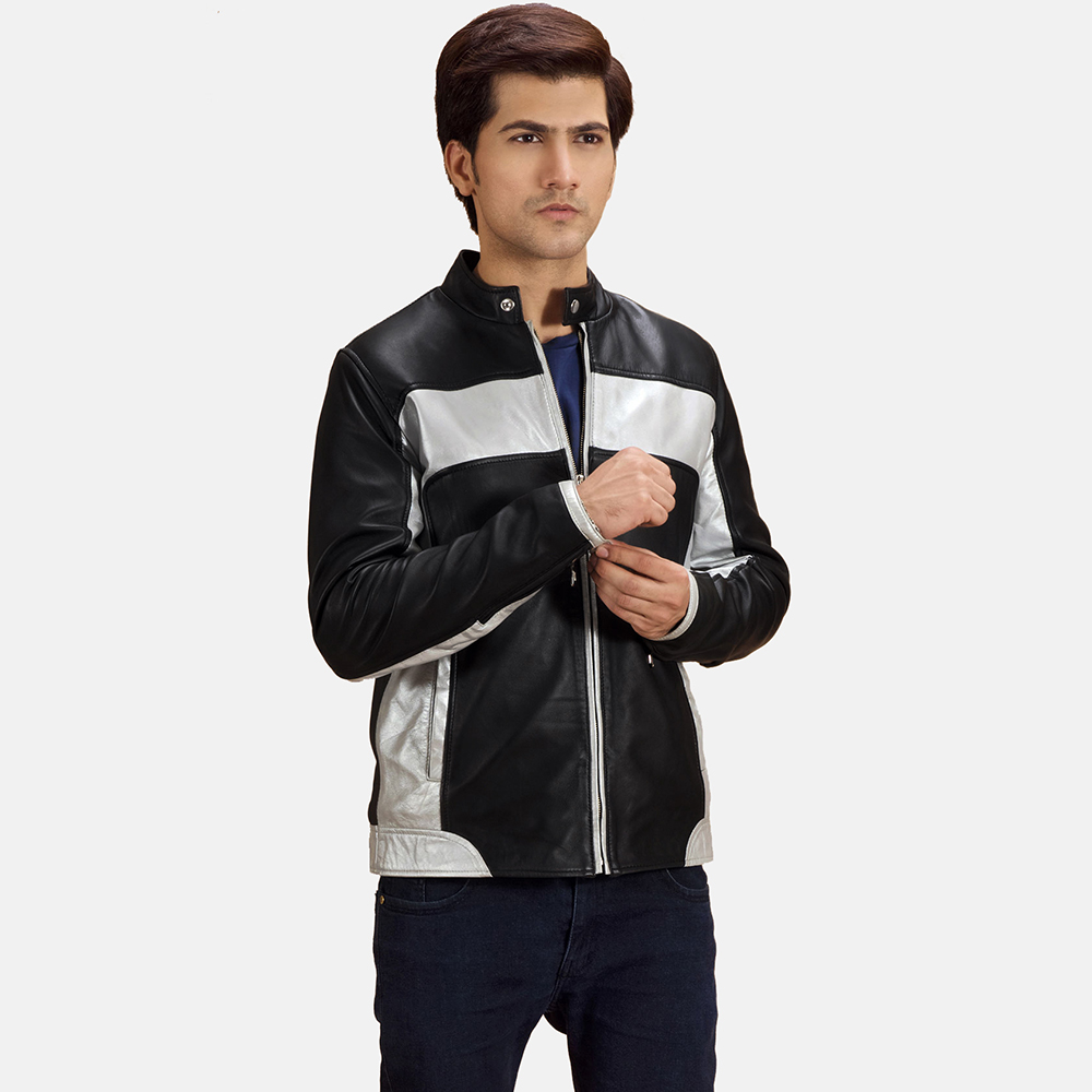 silver leather jacket mens